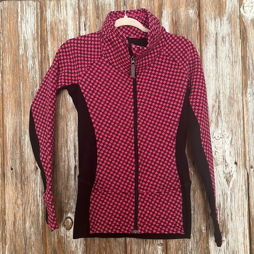 LULULEMON Women's Scuba Pink and Black Jacket,  size 4 - Picture 2 of 6
